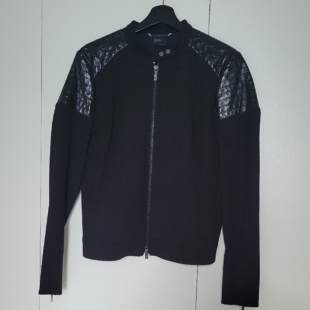 A/X Armani Exchange Black Jacket with Faux Leather Accents